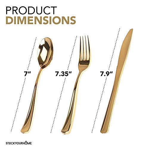 Stock Your Home 125 Disposable Heavy Duty Plastic Forks, Fancy Plastic Silverware Looks Like Real Cutlery - Utensils Perfect for Catering Events, Restaurants, Parties and Weddings (Silver)