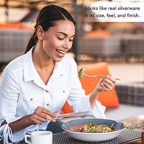 Stock Your Home 125 Disposable Heavy Duty Plastic Forks, Fancy Plastic Silverware Looks Like Real Cutlery - Utensils Perfect for Catering Events, Restaurants, Parties and Weddings (Silver)