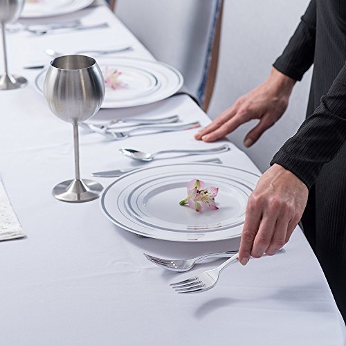 Stock Your Home 125 Disposable Heavy Duty Plastic Forks, Fancy Plastic Silverware Looks Like Real Cutlery - Utensils Perfect for Catering Events, Restaurants, Parties and Weddings (Silver)