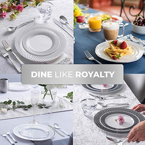 Stock Your Home 125 Disposable Heavy Duty Plastic Forks, Fancy Plastic Silverware Looks Like Real Cutlery - Utensils Perfect for Catering Events, Restaurants, Parties and Weddings (Silver)