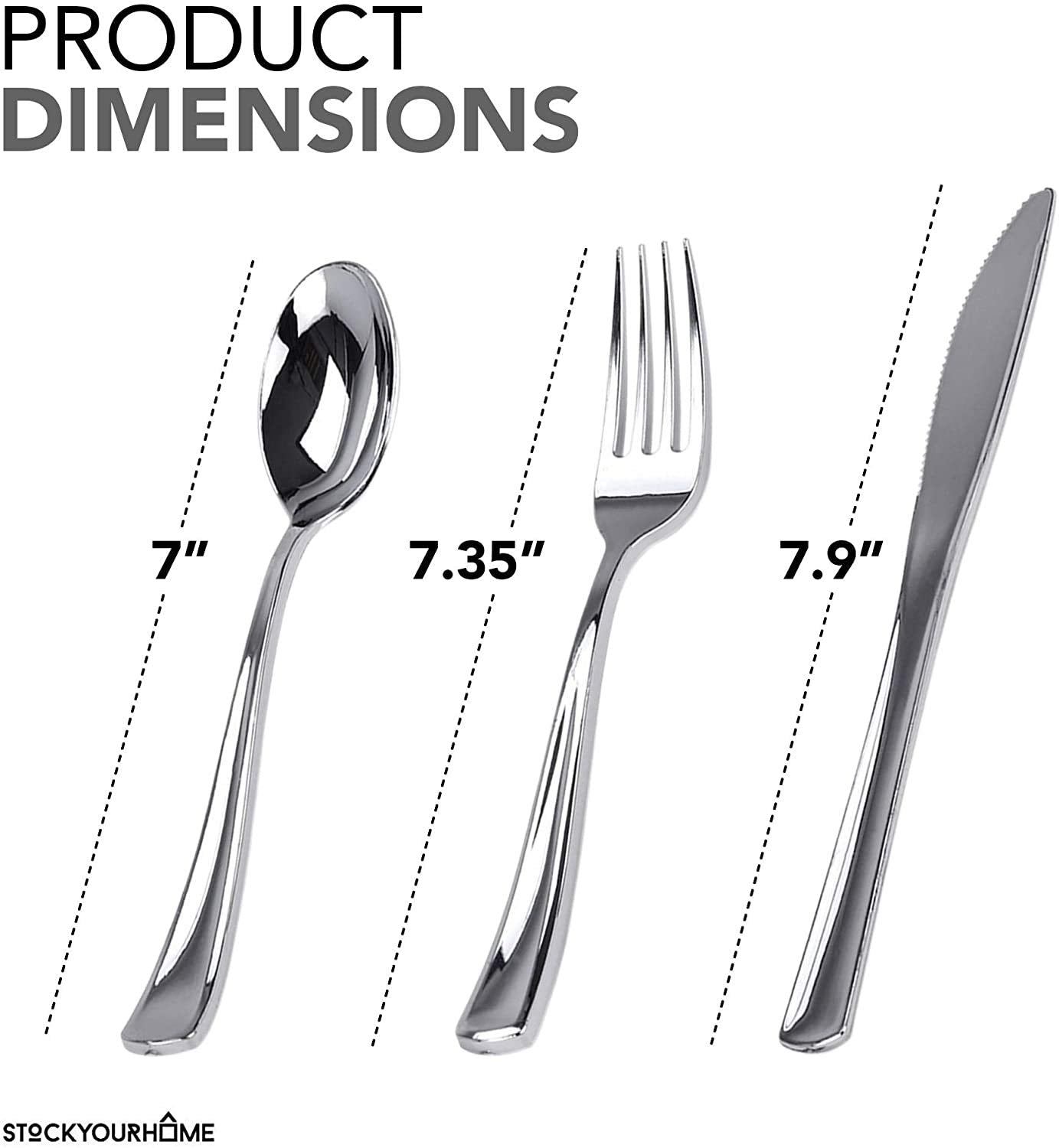 Stock Your Home 125 Disposable Heavy Duty Plastic Forks, Fancy Plastic Silverware Looks Like Real Cutlery - Utensils Perfect for Catering Events, Restaurants, Parties and Weddings (Silver)