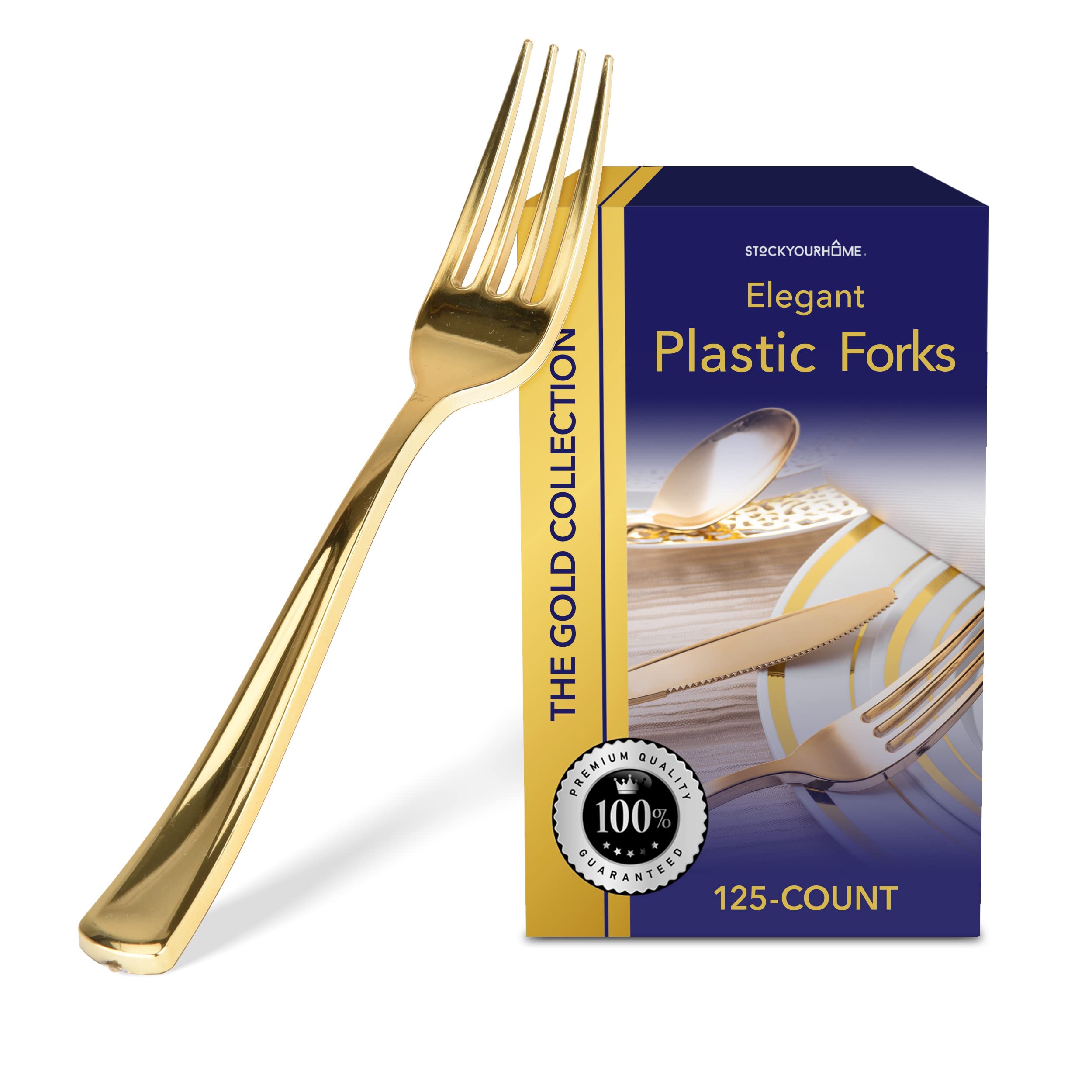 Stock Your Home 125 Disposable Heavy Duty Plastic Forks, Fancy Plastic Silverware Looks Like Real Cutlery - Utensils Perfect for Catering Events, Restaurants, Parties and Weddings (Silver)