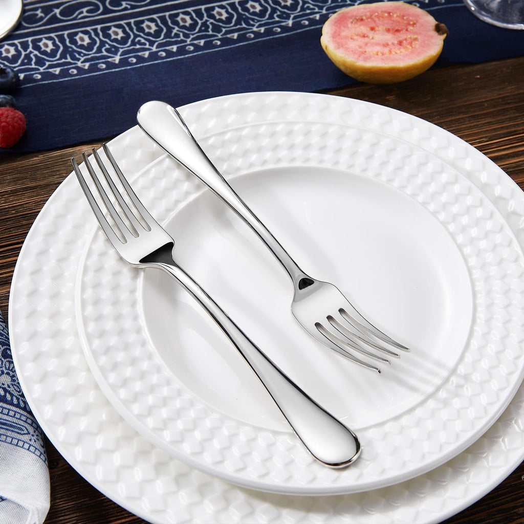 KEAWELL Premium Fine Verona 4-Piece 8 inch Fork Set – 18/10 Stainless Steel, Heavy-Duty Mirror-Finished Flatware for Elegant Everyday Dining and Entertaining (4, Dinner Forks)