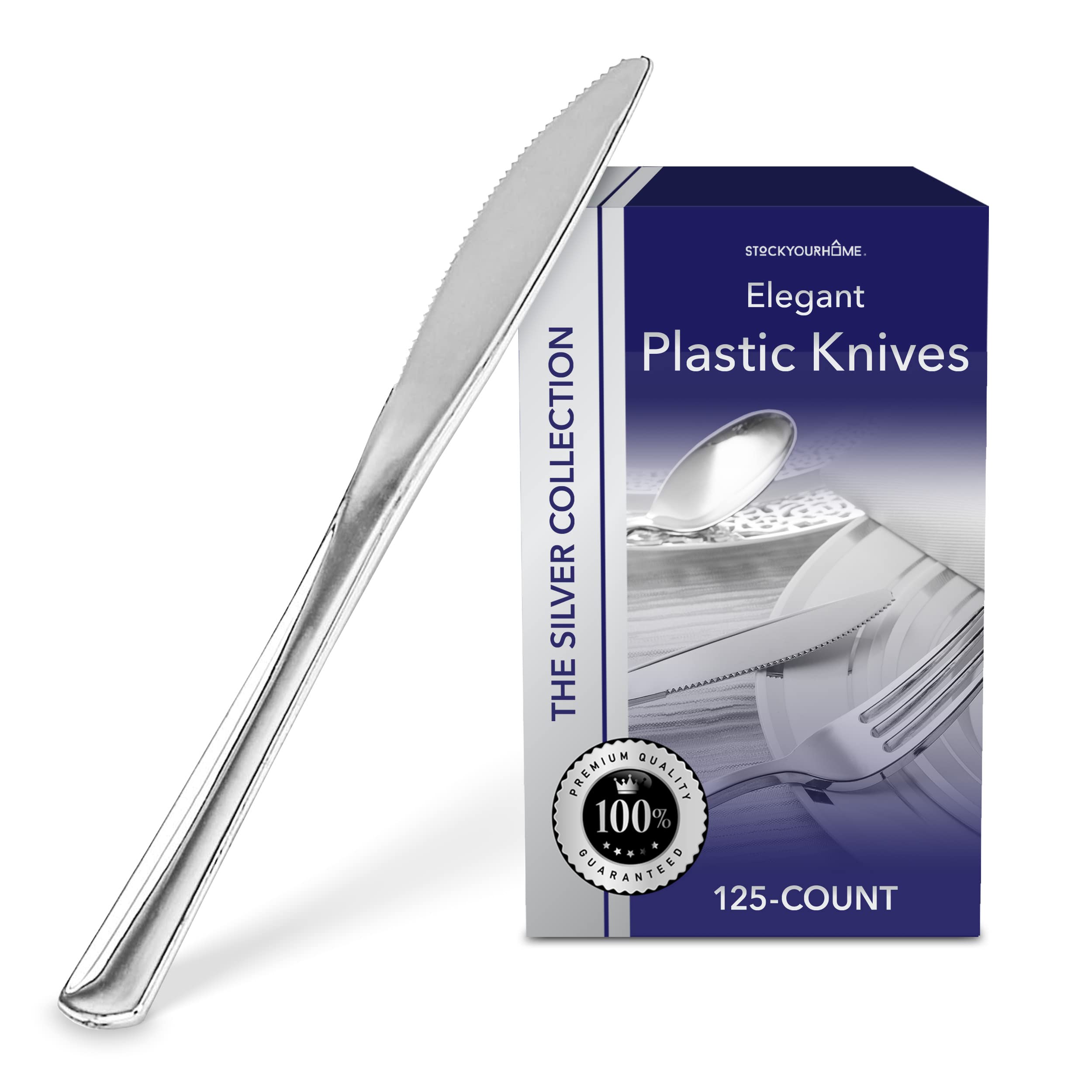 Stock Your Home 125 Disposable Heavy Duty Plastic Forks, Fancy Plastic Silverware Looks Like Real Cutlery - Utensils Perfect for Catering Events, Restaurants, Parties and Weddings (Silver)
