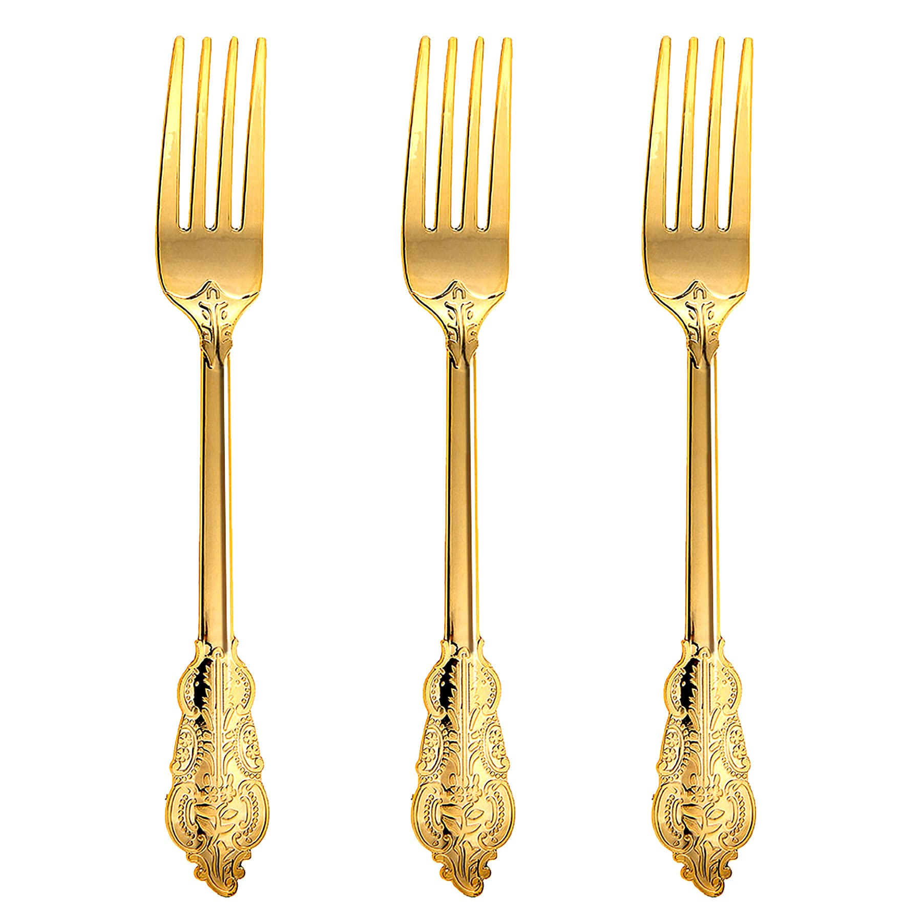 N9R 200PCS Gold Spoons and Forks Set, Heavy Duty Gold Plastic Silverware Set Fancy Disposable Utensils for Parties, Elegant Cutlery Sets for Wedding, Birthday(100 Forks & 100 Spoons)