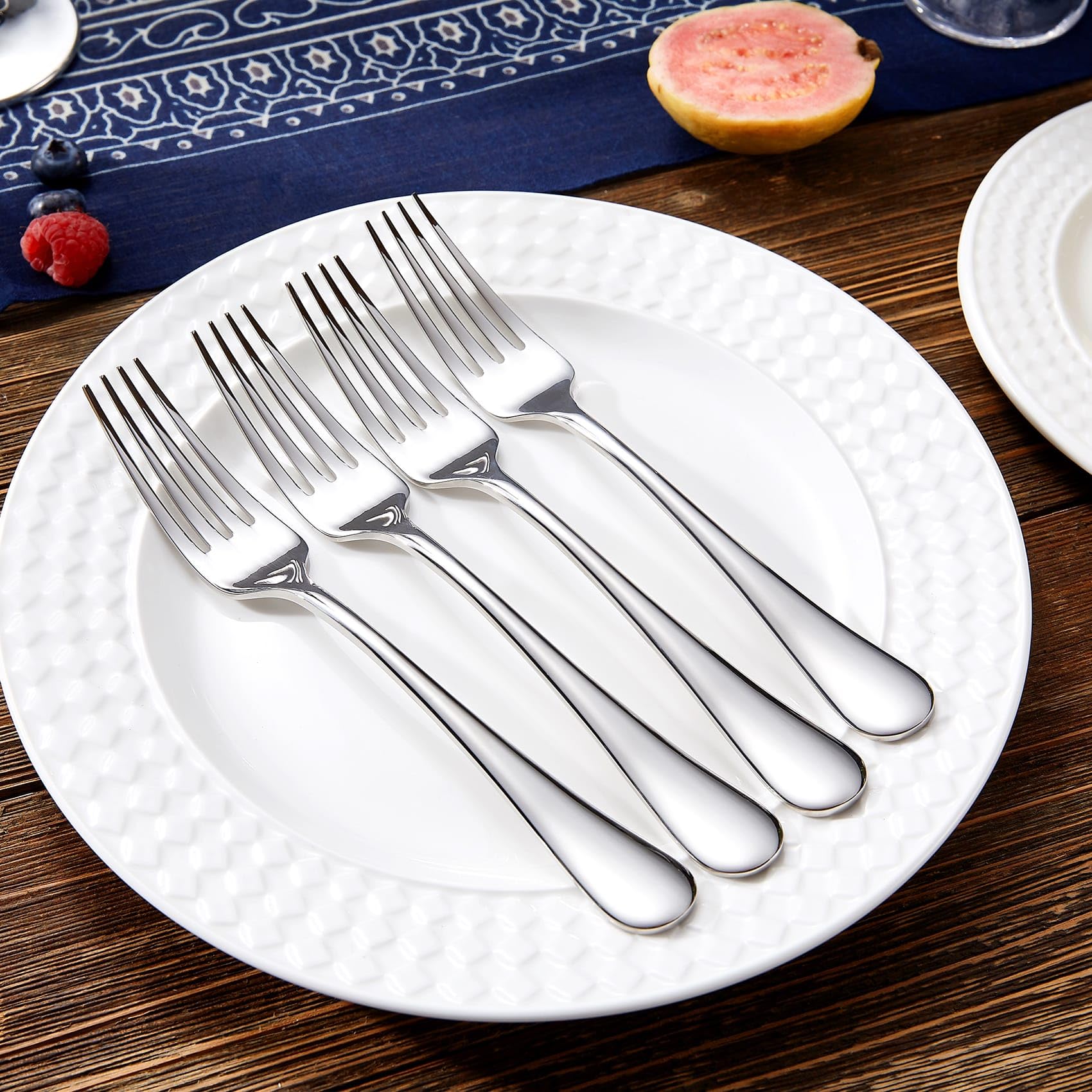 KEAWELL Premium Fine Verona 4-Piece 8 inch Fork Set – 18/10 Stainless Steel, Heavy-Duty Mirror-Finished Flatware for Elegant Everyday Dining and Entertaining (4, Dinner Forks)