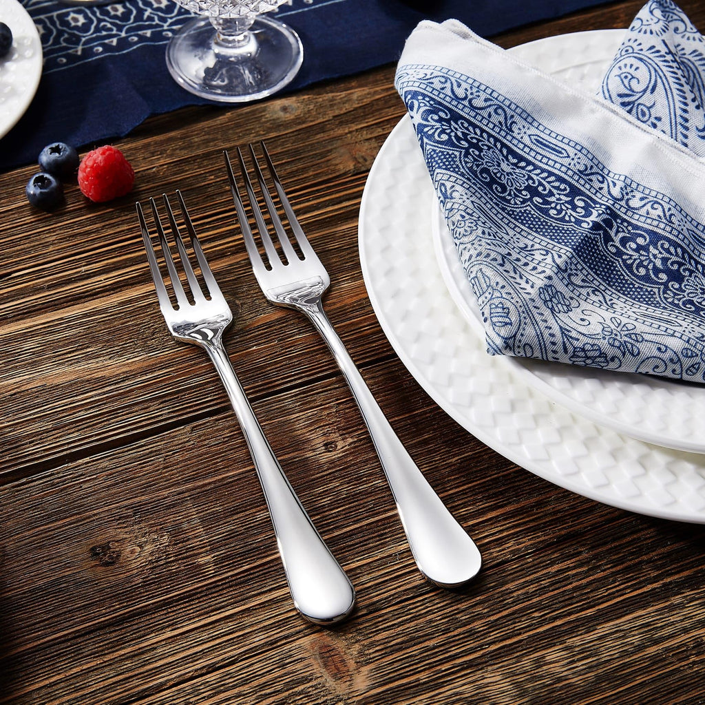 KEAWELL Premium Fine Verona 4-Piece 8 inch Fork Set – 18/10 Stainless Steel, Heavy-Duty Mirror-Finished Flatware for Elegant Everyday Dining and Entertaining (4, Dinner Forks)
