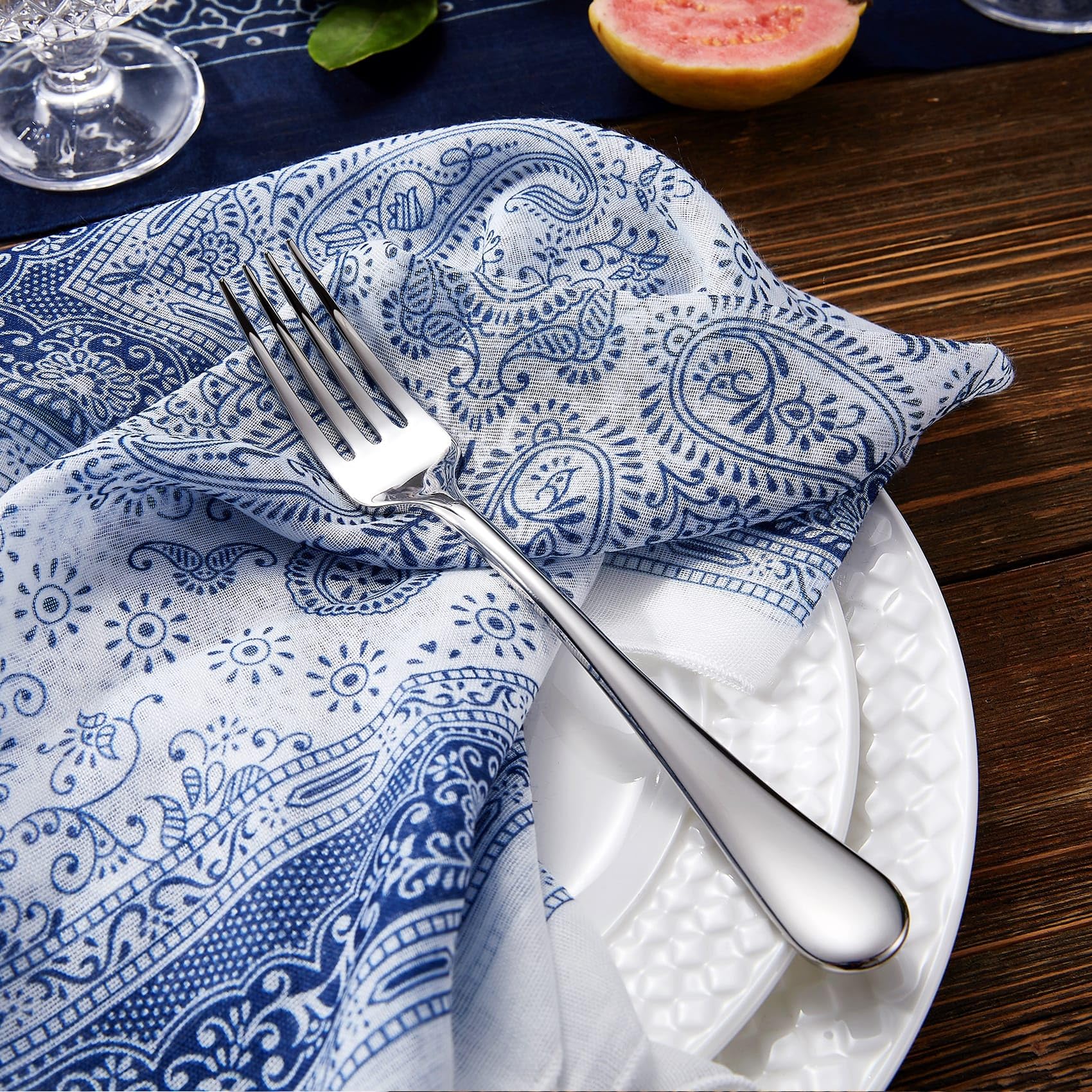 KEAWELL Premium Fine Verona 4-Piece 8 inch Fork Set – 18/10 Stainless Steel, Heavy-Duty Mirror-Finished Flatware for Elegant Everyday Dining and Entertaining (4, Dinner Forks)