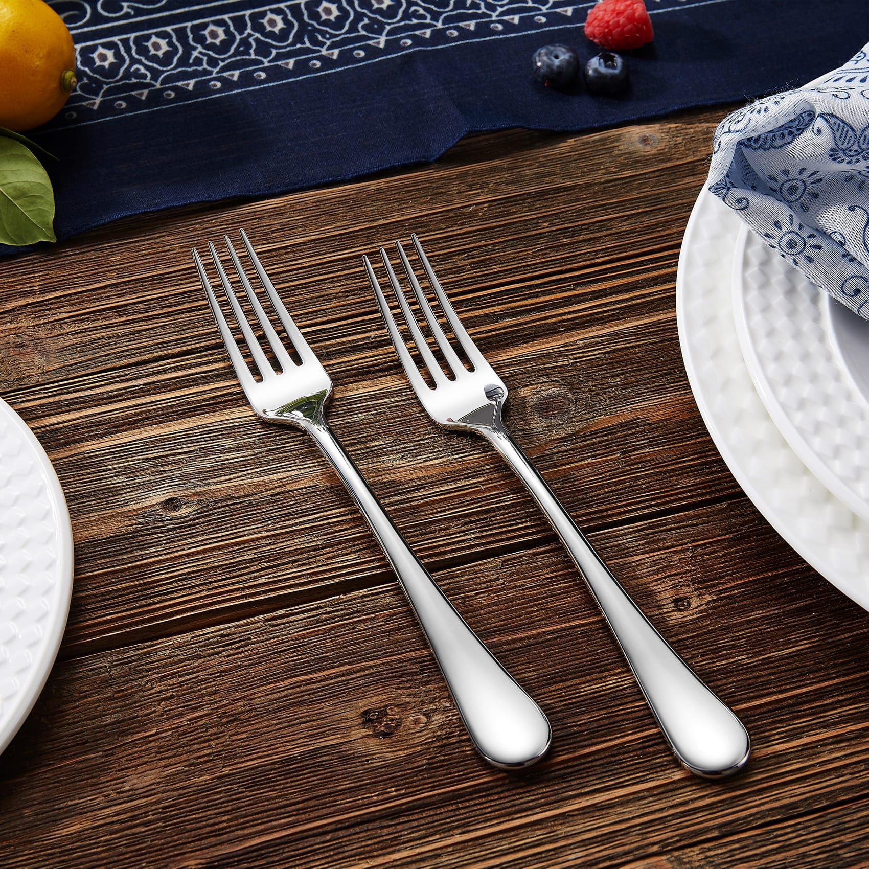 KEAWELL Premium Fine Verona 4-Piece 8 inch Fork Set – 18/10 Stainless Steel, Heavy-Duty Mirror-Finished Flatware for Elegant Everyday Dining and Entertaining (4, Dinner Forks)
